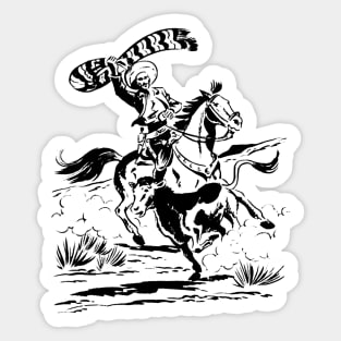 No Background Ink Black Rodeo Western Retro Comic Sticker